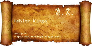 Mehler Kinga névjegykártya